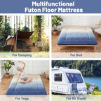 Japanese Floor Mattress, Futon Mattress with Portable Storage Bag and Washable Cover, Roll Up Thick Tatami Mat Suitable for Camping, Guest Room (Coastal Gradient, Queen)