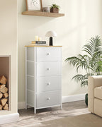 SONGMICS Dresser for Bedroom, Fabric Dresser with 4 Drawers, Metal Frame, Small Chest of Drawers, White and Oak ULTS314W57