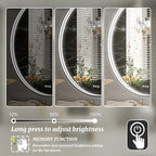 24 Inch Round LED Bathroom Mirror, Black Metal Framed Lighted Mirror for Bathroom, Wall Mouted LED Vanity Mirror with Lights, 3 Colors and Stepless Dimmable, Anti-Fog, Memory