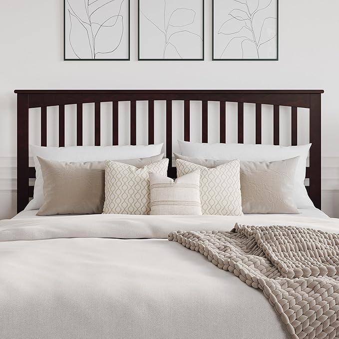 AFI, Mission King Solid Wood Headboard with Attachable Charger, Espresso