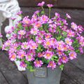 Artificial Flowers Outdoor 8 Bundles Red Fake Flowers Flores Artificiales Silk Daisies Eucalyptus Plants Fade Resistant Faux Wild Flower for Porch Patio Home Garden Pot (8 Bundles Red)