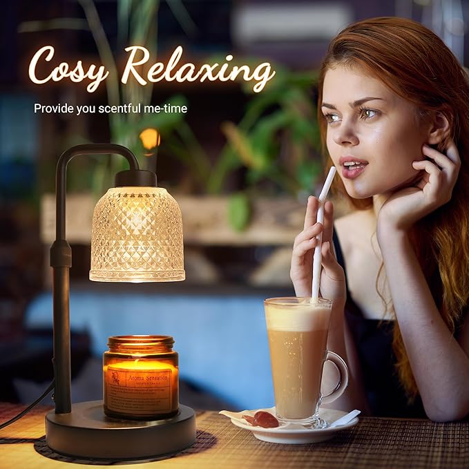 AIFEI Candle Warmer Lamp with Timer, Dimmable Adjustable Height Candle Lamp, Birthday Gifts for Women Mom Sister Friends, House Warming Gifts New Home, Candle Lamp Warmer with 2 Bulbs - CoalBlack