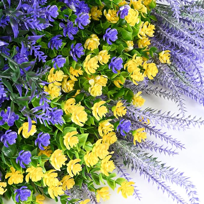 Artificial Plants Outdoor, 20PCS Artificial Flowers, UV Resistant Fake Flowers, Faux Flowers for Outdoor Planters for Front Porch Pot Decor