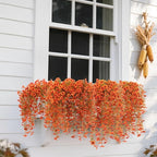 6 Pcs Artificial Hanging Mums Flowers Outdoor, Orange UV Resistant Fake Hanging Fall Plants for Outdoor Planter Patio Front Door Window Autumn Decoration (6, Orange)