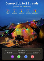 Brightown RGBW Outdoor String Lights, 58FT LED Patio Lights with Remote and Timer, Commercial Grade Waterproof Hanging Lights with 27 Shatterproof Bulbs(2 Spare) for Backyard Porch Garden Party Decor