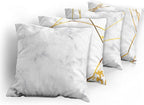 Ambesonne Marble Throw Pillow Cushion Case Pack of 4, Modern Design Illustration of Geometric Golden Yellow Tone Lines Shapes, Modern Accent Double-Sided Digital Printing, 24", Grey Mustard