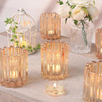 6pcs Votive Candle Holder, Gold Glass Large Candle Holders, Tealight Candle Holder for Fall Wedding Centerpieces Dinner Party Table Decor