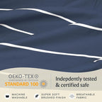 LuxClub 4 PC Queen Size Sheet Set Bed Sheets, Breathable Luxury Deep Pockets Wrinkle Free Cooling Sheets Machine Washable Hotel Bedding (Queen, Striped Navy)