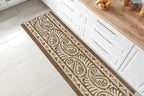 Custom Length Cut to Size Tribal Ethnic Southwestern Inspired Hallway Runner Rug, Non Slip Rubber Backed, 31 inch Wide X Customized Length, Mayan Brown, 31 inch X 9 feet