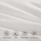 Bedsure 100% Cotton Duvet Cover Queen Size with Fitted Sheet - 4 Pieces Coconut White Waffle Weave Bedding Set, GentleSoft™ and Breathable, Includes 1 Duvet Cover 90x90, 1 Fitted Sheet, 2 Pillow Shams