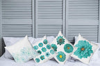 Ambesonne Floral Throw Pillow Cushion Case Pack of 4, Modern Design Flowers in Aquatic Color Palette Cold Toned Leaves Print, Modern Accent Double-Sided Digital Printing, 20", White Turquoise
