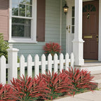 Ouddy Decor 20 Pcs Fake Outdoor Plants Artificial Grass Greenery Stems Faux Plastic Plants UV Resistant for Fall Indoor Outside Garden Hanging Planter Pathway Porch Patio Window Box Home Decor, Red