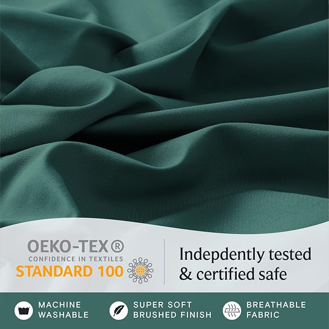 LuxClub 4 PC Queen Sheet Set, Deep Pockets Wrinkle Free Cooling Bed Sheets Hotel Bedding for Women, Men, Kids & Teens, Includes 1 Fitted Sheet, 1 Flat Sheet and 2 Pillowcases - Silky Soft Emerald