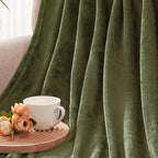 Exclusivo Mezcla Fleece Blanket Twin Size for Bed, Super Soft and Warm, All Season Use, Cozy, Plush, Lightweight, 60x80 Inches Olive Green