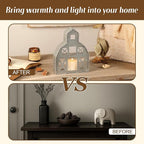 Barn Shaped Tea Light Holder Farmhouse Galvanized Metal Candle Holder Vintage Barn Decor for Table Centerpiece - 6.3" x 1.97" x 8.46"