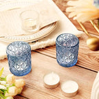 48pcs Blue Votive Tealight Candle Holders, Glass Tea Light Candle Holders for Table Centerpieces, Candle Holder for Wedding Decor, Gift, Home Decoration（Blue,48）