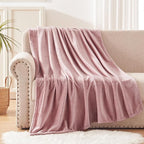 Exclusivo Mezcla Fleece Throw Blanket for Couch, Sofa, 300GSM Super Soft and Warm Blankets, Dusty Pink Throw All Season Use, Cozy, Plush, Lightweight, 50x60 Inches