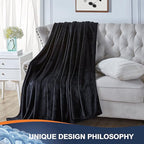 Walensee Fleece Blanket Plush Throw Fuzzy Lightweight (Queen Size 90x90 Black) Super Soft Microfiber Flannel Blankets for Couch, Bed, Sofa Ultra Luxurious Warm and Cozy for All Seasons