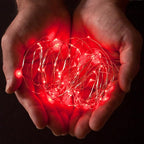 30 LEDs Red Color String Lights Silver Wire Indoor and Outdoor 9.5 Feet Firefly Starry Fairy Lights Battery Powered for DIY, Christmas, Holidays, Party, Bedroom and Centerpieces