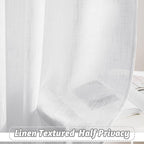 RYB HOME White Curtains & Drapes - Linen Textured Semi Sheer Curtains Privacy Panels for Living Room Bedroom Dining Bathroom Farmhouse Bay Window Decor, W 70 x L 84, 2 Pcs