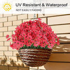 AGIRL 24 Bundles Artificial Flowers for Outdoor,No Fade Fake Plastic Flowers Faux Plants for Decoration Hanging Planters Indoor Outside Garden Porch Window Box Home Wedding Farmhouse