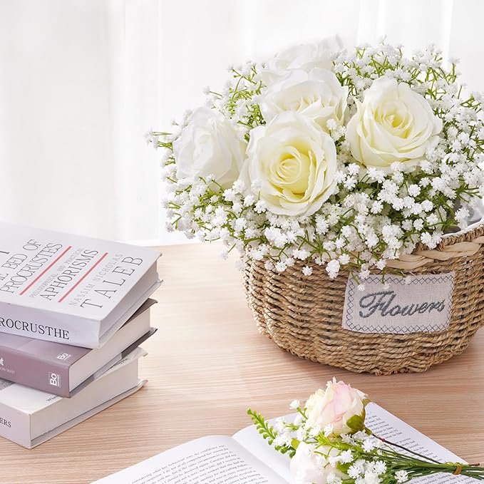 80 Pcs Babys Breath Artificial Flowers Bulk, Real Touch Fake White Babies Breath Flowers, Faux Gypsophila Bouquet for Wedding Home Decor Floral Arrangement