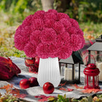 36 Pcs Artificial Chrysanthemums Flowers Hot Pink Flowers Fake Mums Silk Flowers for Christmas Wedding Floral Table Centerpiece Home Decor