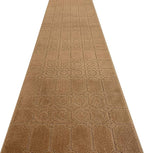 Custom Size Modern Abstract Floor Carpet Runner Rug for Hallways, Slip Resistant Latex Rubber Backed, 31 inch Wide X Customized Length, Art Gold Tan, 31 inch X 12 feet