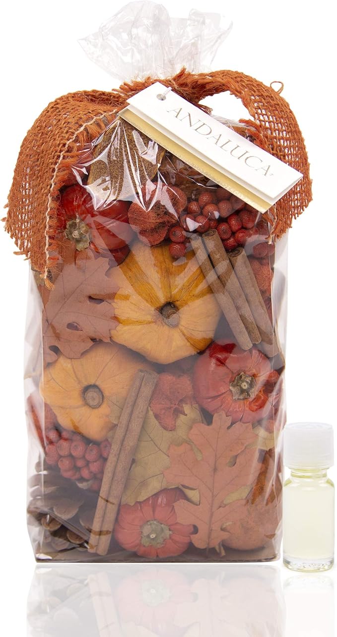 ANDALUCA Autumn Pumpkin Patch Scented Potpourri | Large 20 oz. Bag with Fragrance Vial | Made in California