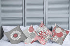 Ambesonne Floral Throw Pillow Cushion Case Pack of 4, Flower Petals Modern Color Palette Chamomile Peony Dahlia and Sunflower Print, Modern Accent Double-Sided Digital Printing, 16", Dark Coral Grey