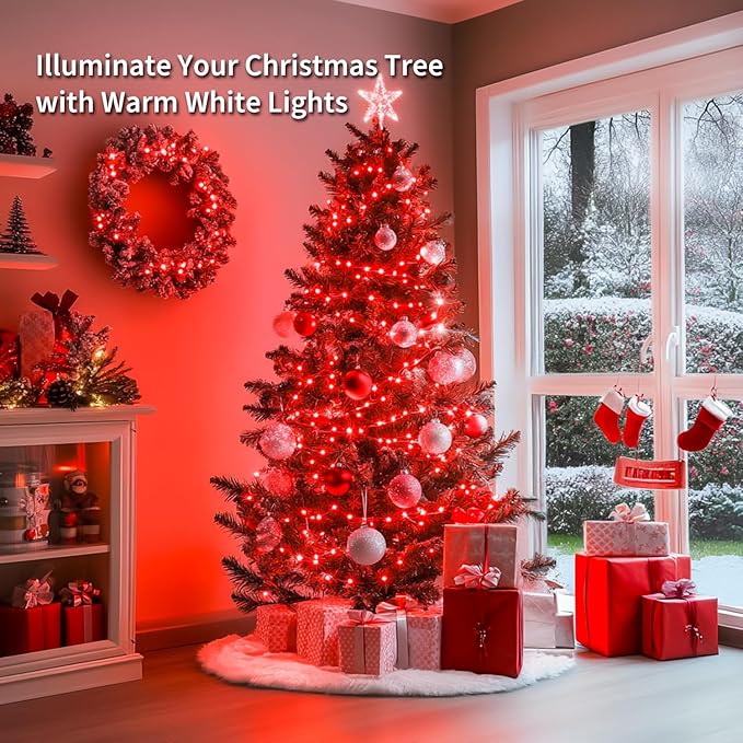 JMEXSUSS 2 Pack Red Fairy Lights Battery Operated, Total 400 LED 132ft Christmas Lights with Remote, 8 Modes Twinkle String Lights for Bedroom Wreath Tree Valentine Halloween Xmas Decorations