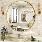 HARRITPURE Round Mirror 19.6 Gold Wall Mounted Circle Mirrors Vanity Mirror with Brushed Aluminum Alloy Frame Modern Decoration for Bathroom, Living Room, Vanity, Bedroom, Entryway