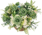Artificial Rose Flowers 25pcs, Military Green Foam Fake Rose Faux Flower for Wedding Bouquets Bridal Shower Centerpieces Floral Arrangements Home Decorations Party Backdrops Table