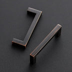 Ravinte 10 Pack Solid Kitchen Cabinet Handles Oil Rubbed Bronze Cabinet Pulls Slim Drawer Pulls with 3 Inch Hole Center Square Bar Kitchen Cabinet Hardware