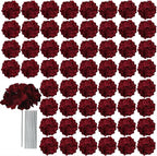 AVIVIHO 65pcs Burgundy Hydrangea Artificial Flowers Bulk (Not Squished, No Steaming Need) Realistic Hydrangeas Silk Flowers with Stems for DIY Project Wedding Party Home Wedding Table Decorations