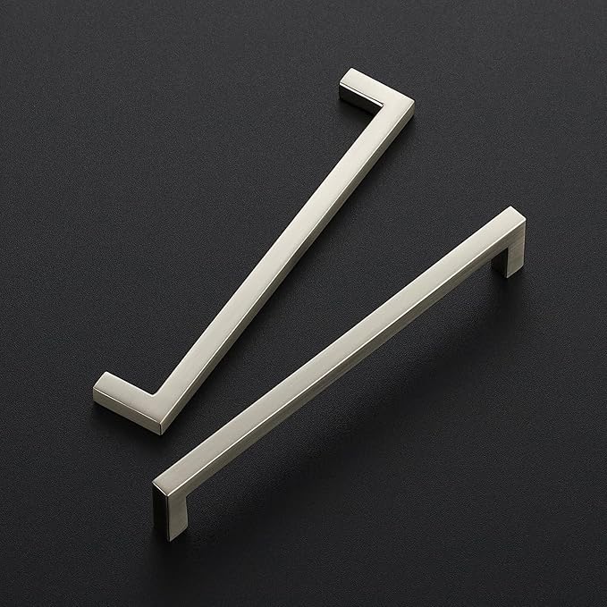 Ravinte 10 Pack Solid Kitchen Cabinet Handles Brushed Nickel Cabinet Pulls Slim Drawer Pulls with 6-1/4 Inch Hole Center Square Bar Kitchen Cabinet Hardware
