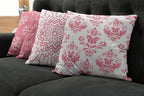 Ambesonne Retro Throw Pillow Cushion Case Pack of 4, Trellis Grid Medieval Floral Damask Mandala Flower Ornament in Modern Monochrome, Modern Accent Double-Sided Digital Printing, 24", Pastel Pink