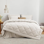 Love's cabin Twin XL Comforter Set Off White, 5 Pieces Twin XL Bed in a Bag, All Season Bedding Sets with 1 Comforter, 1 Flat Sheet, 1 Fitted Sheet, 1 Pillowcase and 1 Pillow Sham