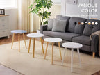 Apicizon Round Side Table, White Bedside Table Coffee End Table for Bedroom, Living Room, Small Spaces, Easy Assembly Nightstands with Natural Wood Legs, 16.5 x 20.5 Inches