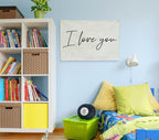 I love You Rectangular Canvas Banner-Boho Flag Wall Decor for Boy Girl Kids Friends,Nursery Babyroom Above Crib Bedroom Living Room Office-Baby Growth Stuff-Baby Shower Birthday Christmas Gift