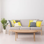Ambesonne Modern Throw Pillow Cushion Case Pack of 4, Abstract Grunge Themed Geometric Squares with Paintbrush Stroke Effect Ornament, Modern Accent Double-Sided Digital Printing, 16", Yellow Grey