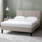 ZINUS Ibidun Upholstered Platform Bed Frame, Mattress Foundation, Wood Slat Support, No Box Spring Needed, Eco Friendly WonderBox (TM), Easy Assembly, Soft Beige, King