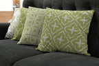 Ambesonne Vintage Throw Pillow Cushion Case Pack of 4, Monochrome Design Grid Trellis Quatrefoil Mesh and Dahlia Flowers Modern, Modern Accent Double-Sided Digital Printing, 16", Olive Green