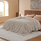 Bedsure GentleSoft Fleece Bed Blankets Full Size - Cozy Soft Blankets for Women, Cute Small Throws for Girls, Linen, 84x90 Inches