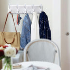 WEBI Coat Rack Wall Mount,5 Triple Hooks for Hanging Coats,16" Hole to Hole,Coat Hooks Wall Mounted,Coat Hanger Wall Hook Rack Rail for Clothes,Jacket,White