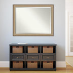 Amanti Art Bronze Bathroom Mirror for Over Sink, 35x45 Elegant Brushed Bronze Rectangle Vanity Mirror, X-Large Casual Frame, Hangs Horizonally and Vertically, Bathroom Wall Decor, Beveled Edge