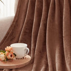 Exclusivo Mezcla Fleece Throw Blanket for Couch, Sofa, 300GSM Super Soft and Warm Blankets, Brown Throw All Season Use, Cozy, Plush, Lightweight, 50x60 Inches