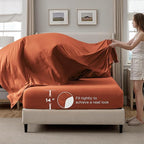Bedsure California King Comforter Set Burnt Orange - Bed in a Bag Cal King Bedding Set 7 Pieces, GentleSoft™ Pintuck Bed Set Gift for Family, Pinch Pleat Comforter with Sheets, Pillowcases & Shams