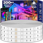 FBZ 200Ft Outdoor Waterproof LED Strip Lights,Music Sync RGB IP65 Led Lights with App Control and Remote,Color Changing Waterproof Led Rope Lights for Outdoor,Balcony,Roof,Garden,Stairs Party (200FT)