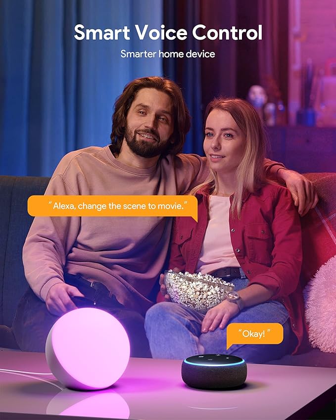 Hifree Smart Table Lamp, Dimmable Desk Lamp with App/Voice Control, LED RGB Color Changing Touch Lamp, Night Light for Bedroom Compatible with Alexa